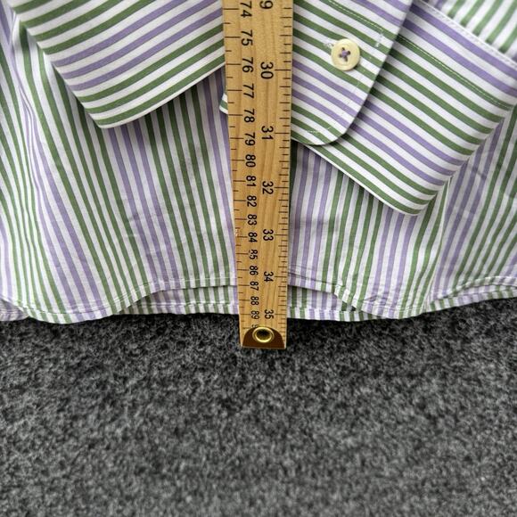 Peter Millar Mens Purple Green White Striped Long Sleeve Dress Shirt XL - Picture 5 of 6